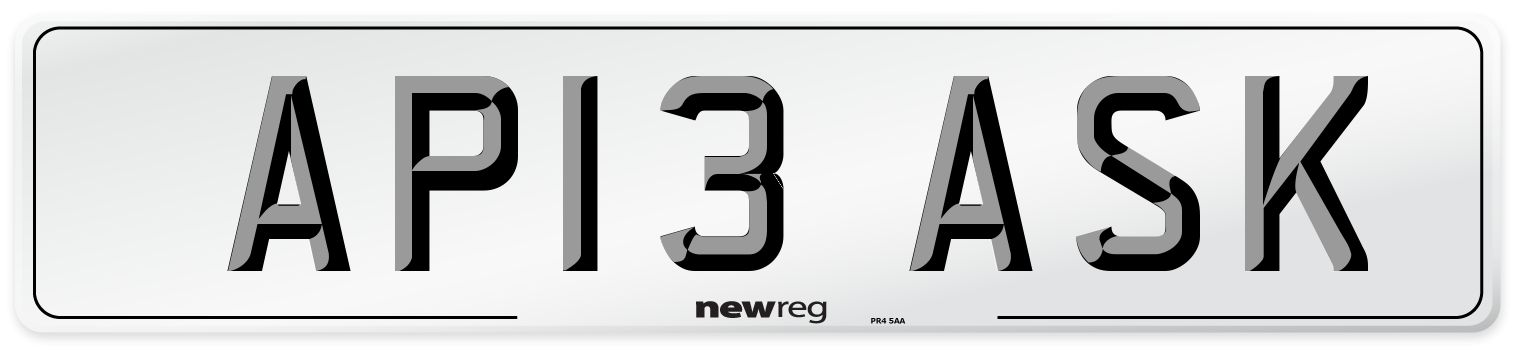 AP13 ASK Number Plate from New Reg